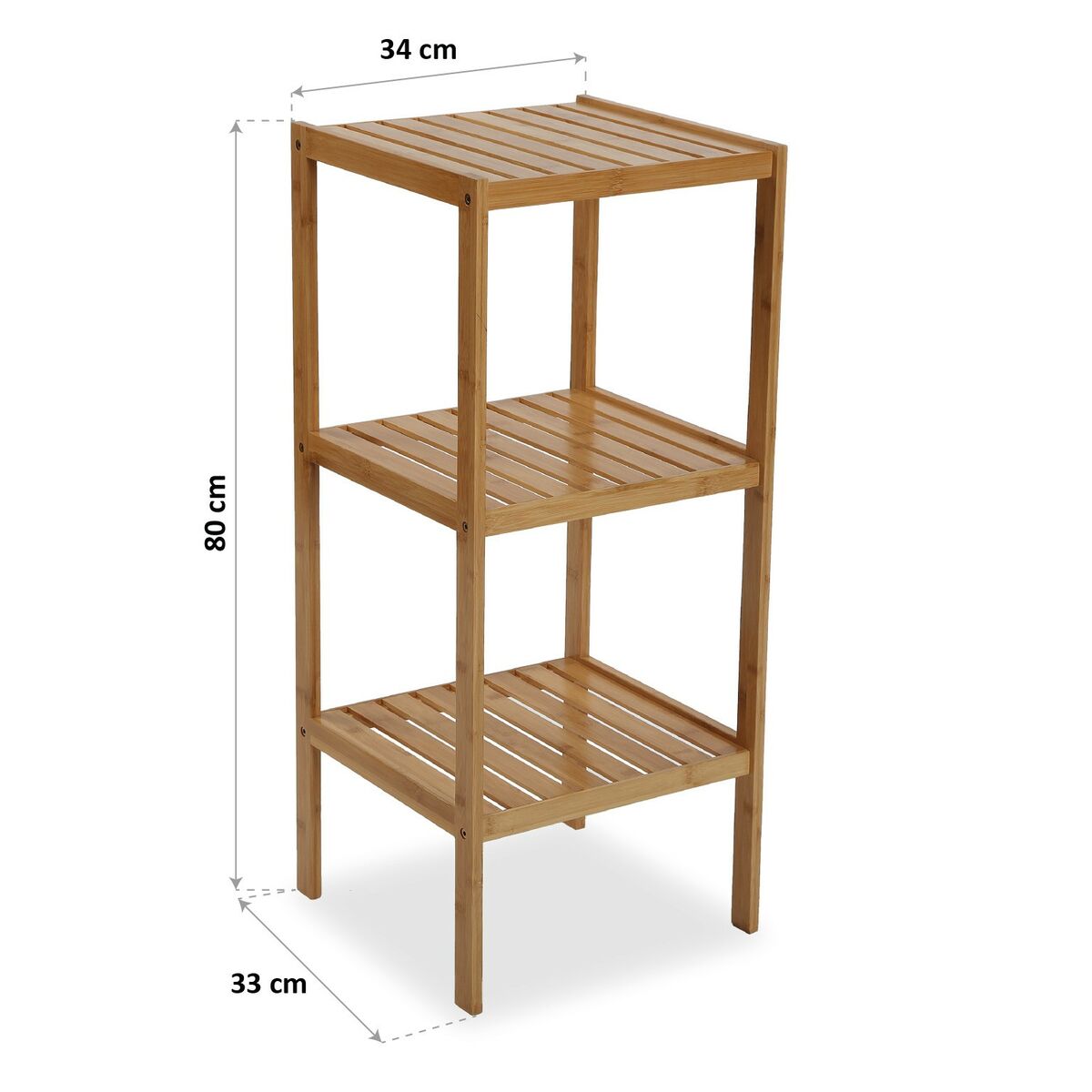 Badezimmerregal aus Bambus – 3 Ebenen, 80 cm