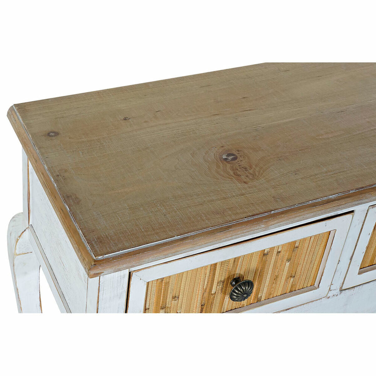 Cottage-Konsole aus Tannenholz – Weiß/Natur, 3 Schubladen, 120 cm