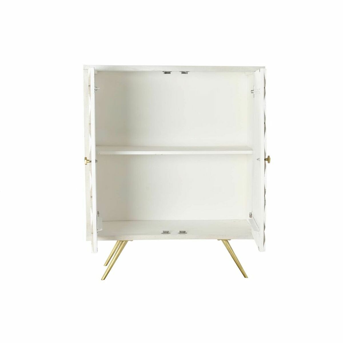 Sideboard mit Messingdetails – Weiß/Gold, 93 cm