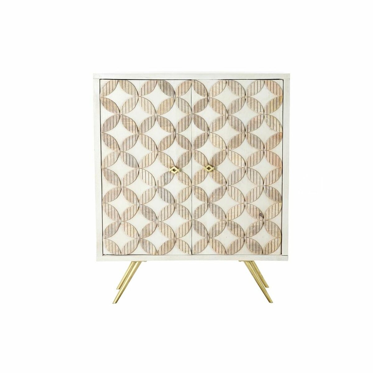Sideboard mit Messingdetails – Weiß/Gold, 93 cm
