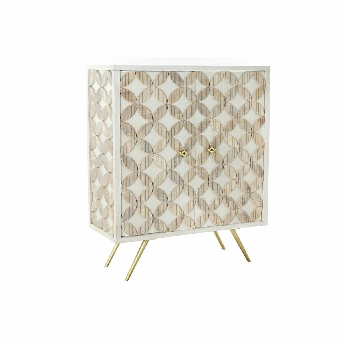 Sideboard mit Messingdetails – Weiß/Gold, 93 cm