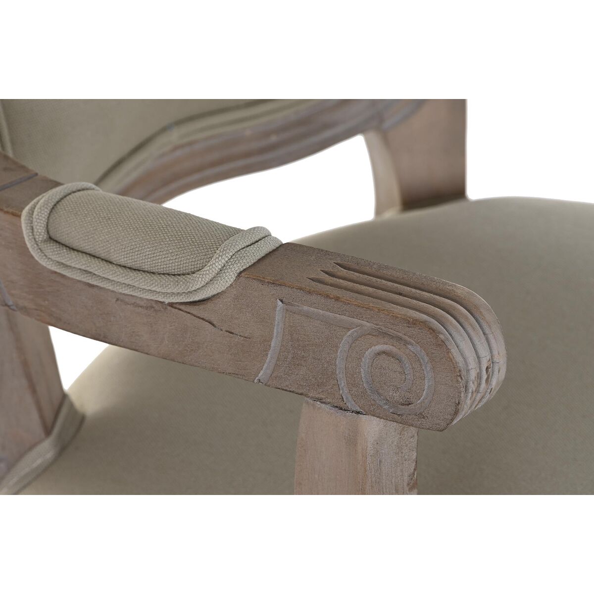 Stuhl DKD Home Decor – Holzstuhl mit Armlehnen & Beige-Polster