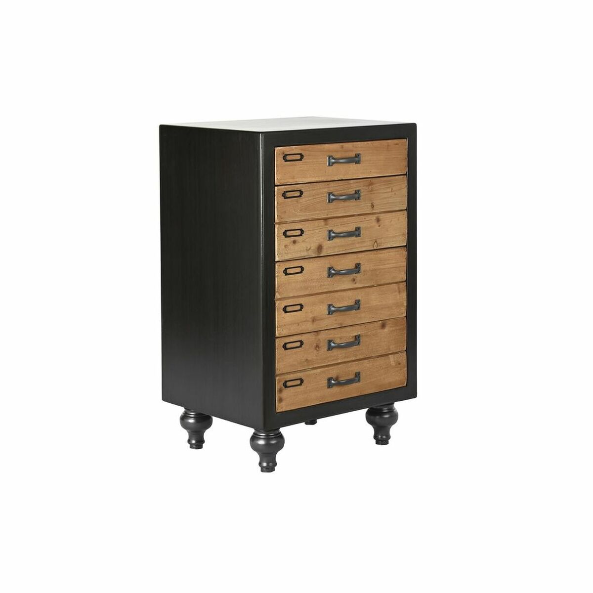 Kommode aus Tannenholz – Schwarz/Natur, 77 cm
