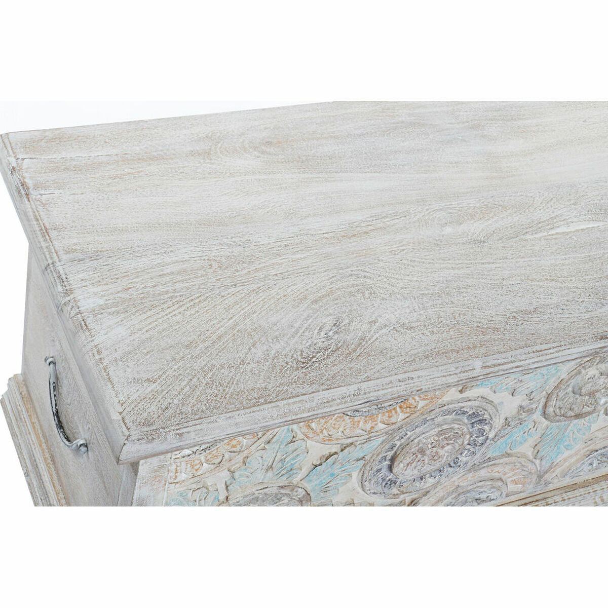 Dekorative Truhe DKD Home Decor – Mango-Holz & Messing, Weiß