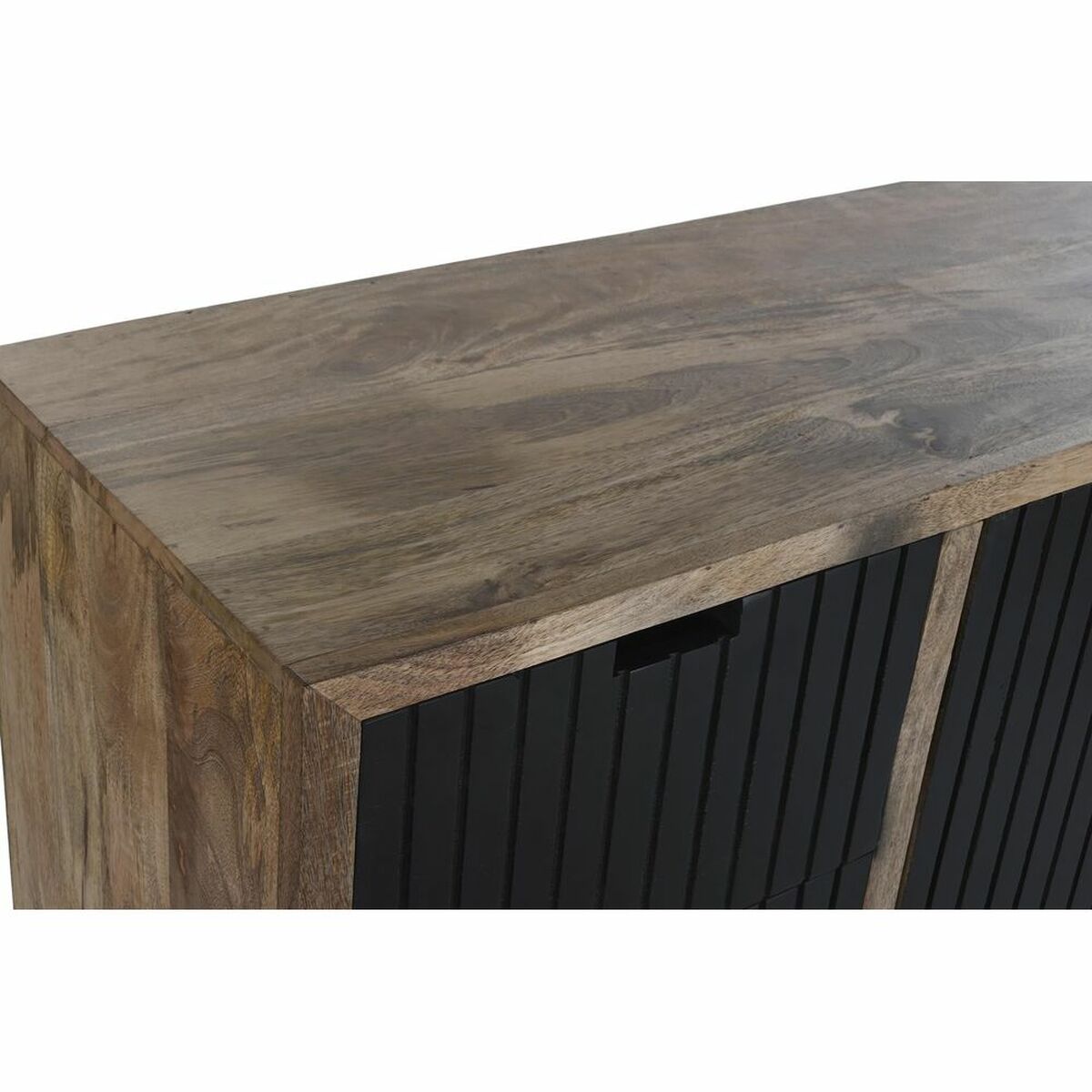 Modernes Sideboard aus Mangoholz & Metall – Schwarz/Natur, 160 cm