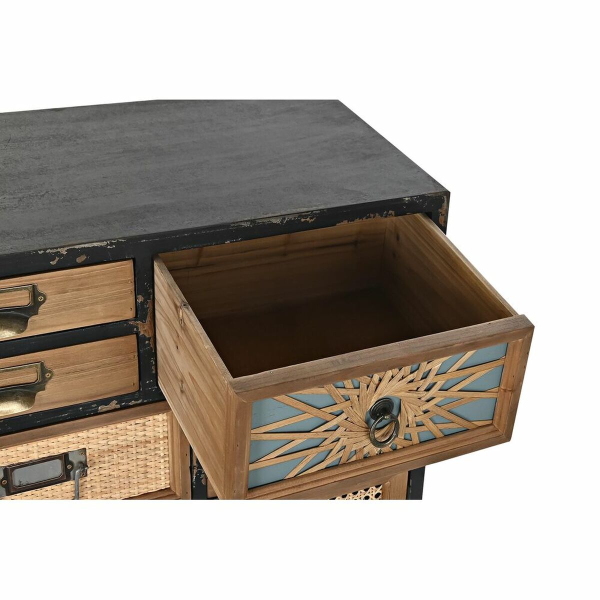 Vintage-Kommode „Mix & Match“ 9 Schubladen, 2 Türen, Tanne/MDF