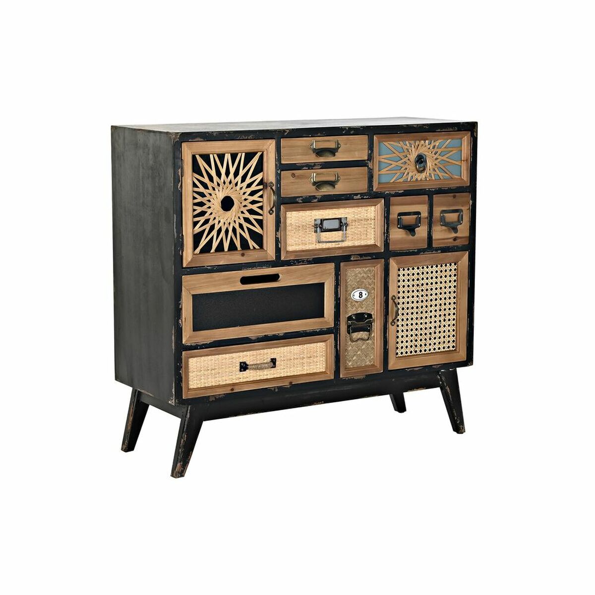 Vintage-Kommode „Mix & Match“ 9 Schubladen, 2 Türen, Tanne/MDF