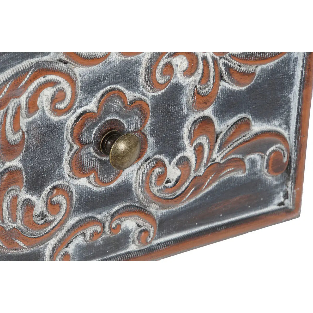 Nachttisch DKD Home Decor – Weiß mit floralen Details, 2 Schubladen Bigbuy