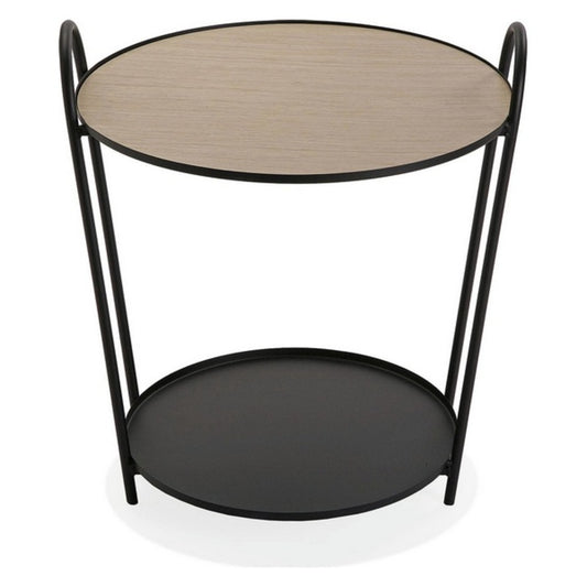 Design-Beistelltisch „Nosa“ mit 2 Ablagen, Metall, Schwarz/Natur