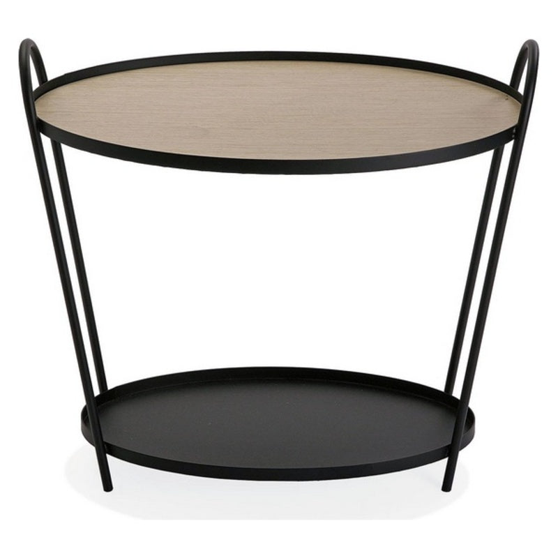 Design-Beistelltisch „Nosa“ mit 2 Ablagen, Metall, Schwarz/Natur