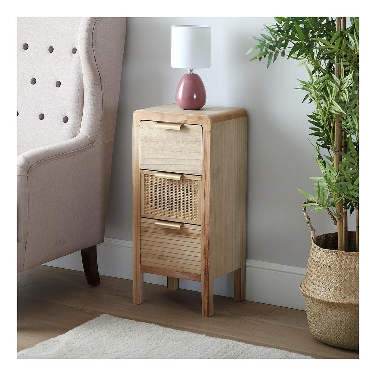 Kommode mit 3 Schubladen – MDF-Holz, 66 cm