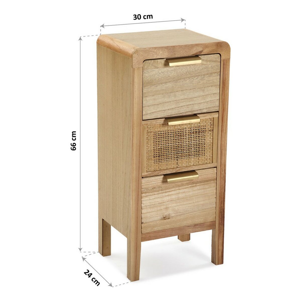 Kommode mit 3 Schubladen – MDF-Holz, 66 cm