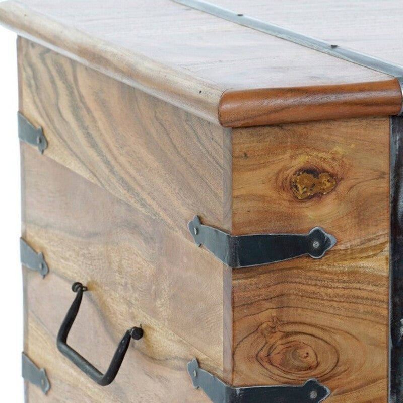 Massive Truhe aus Akazienholz – Kolonialstil, 100 x 45 x 40 cm