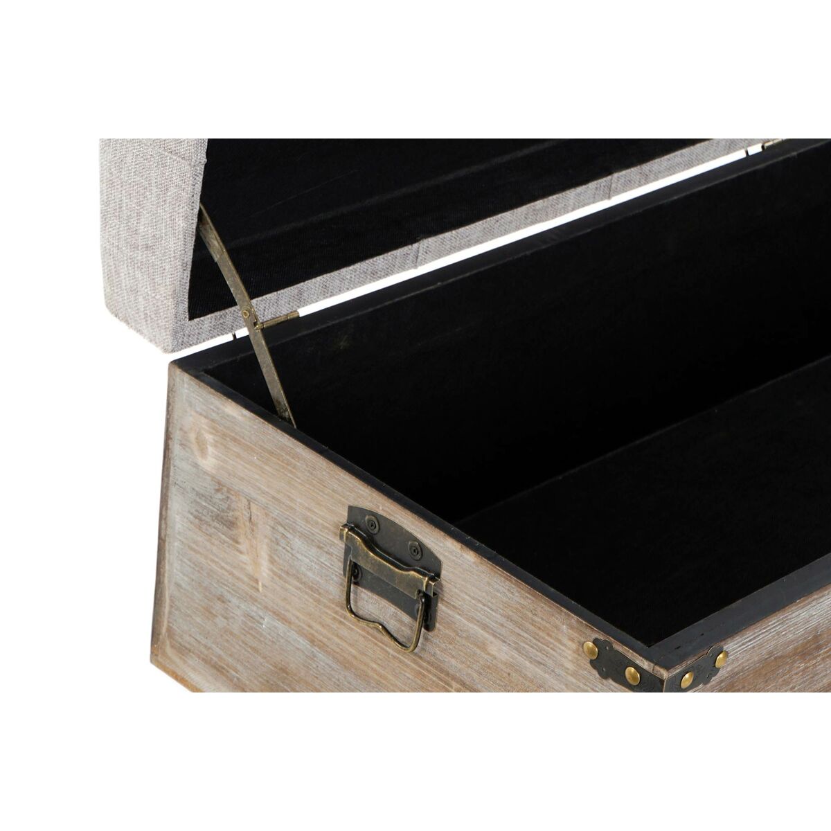 3er-Set Truhenbänke „Vintage Loft“ – Holz & Stoff, Stauraum, 120 cm