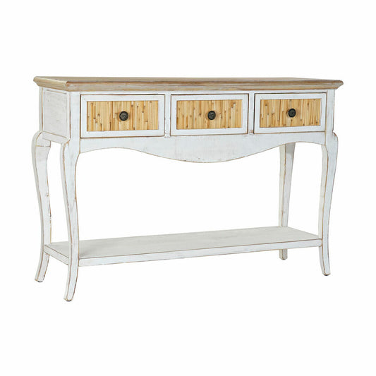 Cottage-Konsole aus Tannenholz – Weiß/Natur, 3 Schubladen, 120 cm
