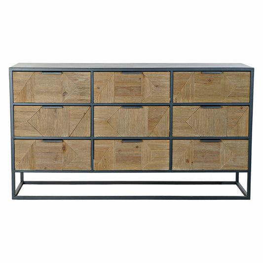 Loft-Sideboard aus Metall & Tannenholz – 9 Schubladen, 123 cm