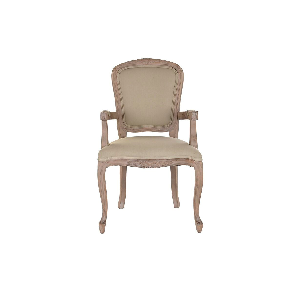 Stuhl DKD Home Decor – Holzstuhl mit Armlehnen & Beige-Polster