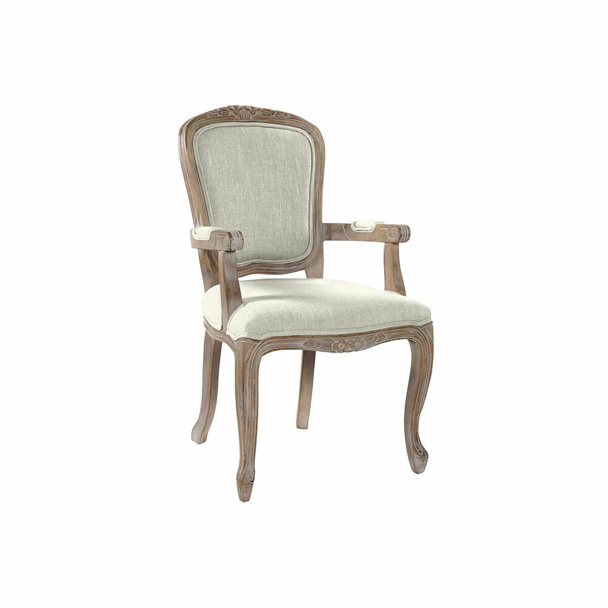 Stuhl DKD Home Decor – Holzstuhl mit Armlehnen & Beige-Polster