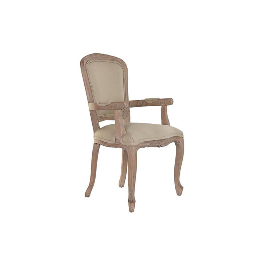 Stuhl DKD Home Decor – Holzstuhl mit Armlehnen & Beige-Polster