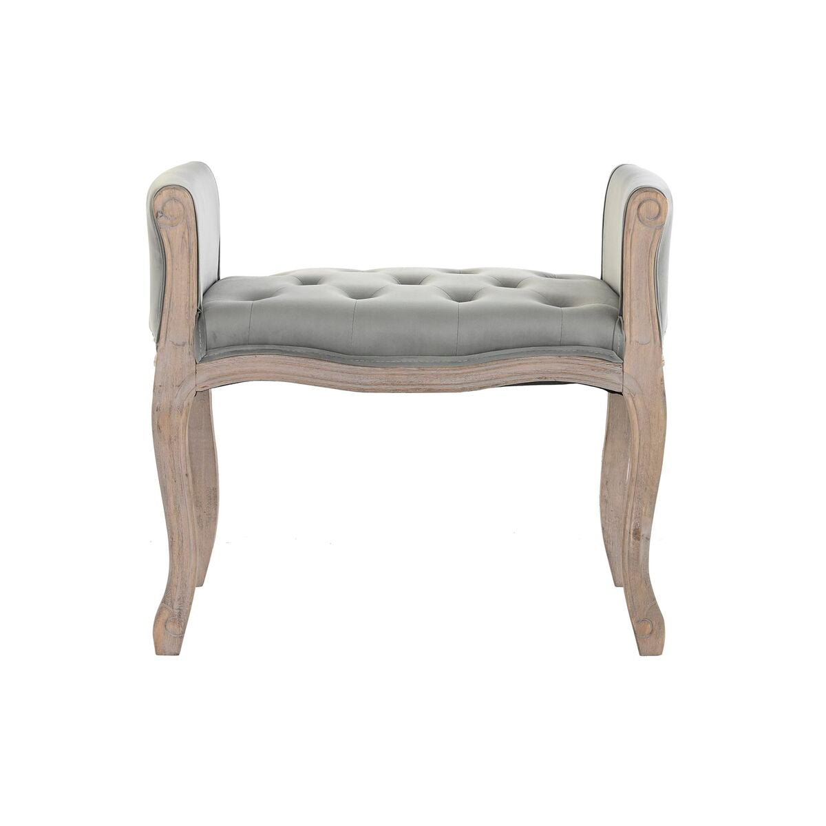 Elegante Polsterbank im klassischen Stil – Grau, Samt, 64,5 cm