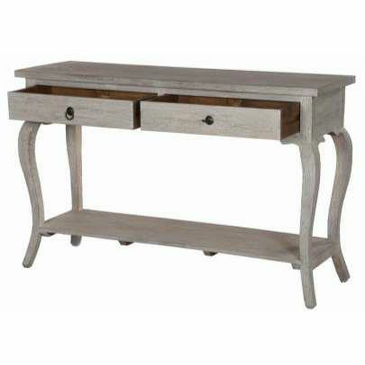 Klassischer Konsolentisch aus Mangoholz  Weiß, 2 Schubladen, 115 cm