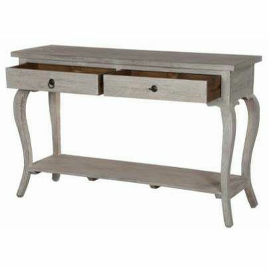 Klassischer Konsolentisch aus Mangoholz  Weiß, 2 Schubladen, 115 cm