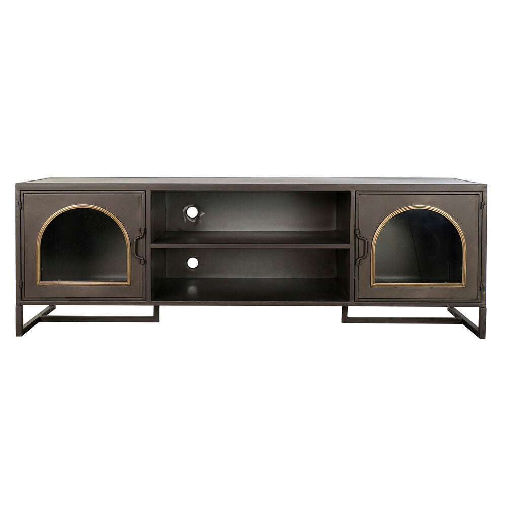 TV-Möbel DKD Home Decor Schwarz/Gold mit Glastüren (150 x 45 x 50 cm)