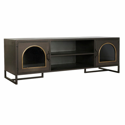 TV-Möbel DKD Home Decor Schwarz/Gold mit Glastüren (150 x 45 x 50 cm)