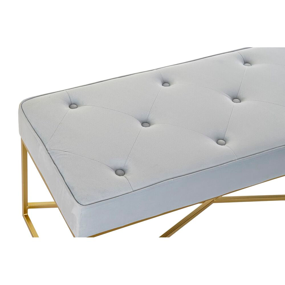 Elegante Sitzbank „Celeste“ - Gold, Metall & Stoff, 119 x 45 x 43 cm