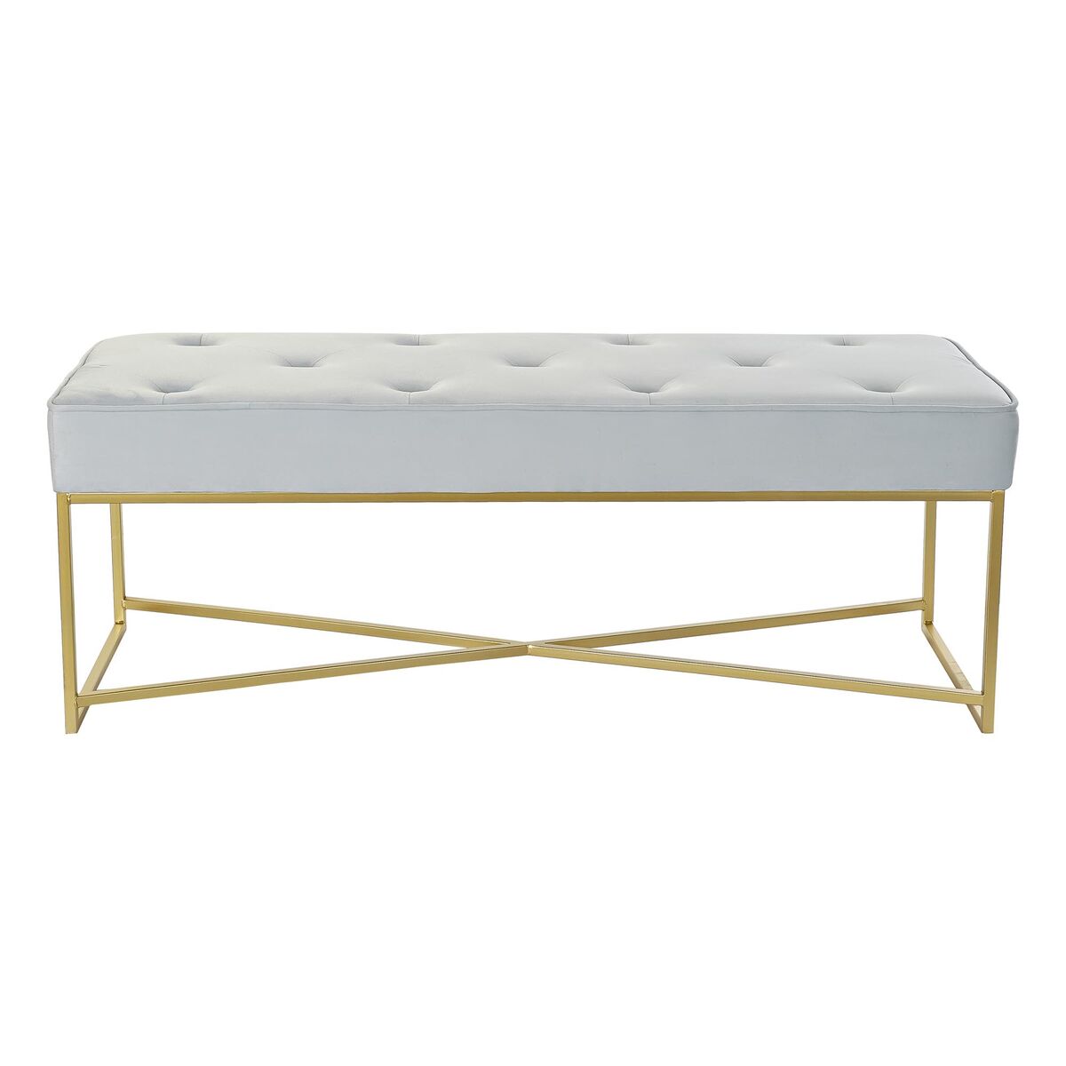 Elegante Sitzbank „Celeste“ - Gold, Metall & Stoff, 119 x 45 x 43 cm