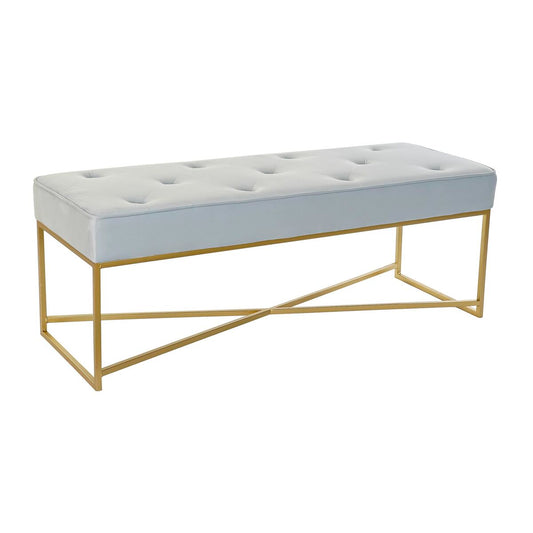 Elegante Sitzbank „Celeste“ - Gold, Metall & Stoff, 119 x 45 x 43 cm