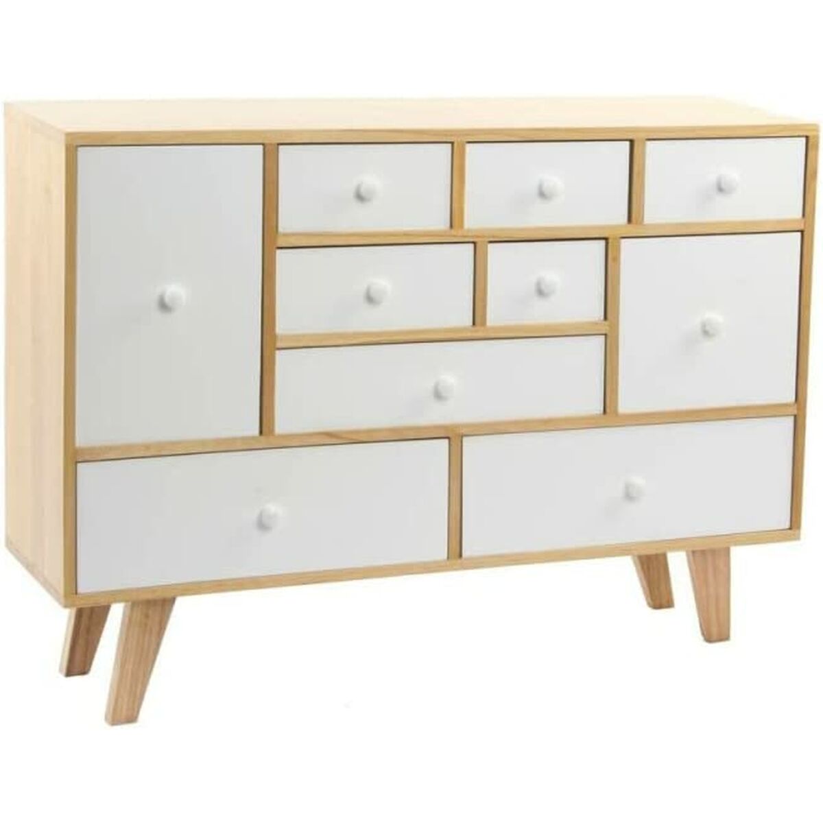 Skandi-Sideboard DKD Home Decor – Paulownia-Holz, Weiß/Natur