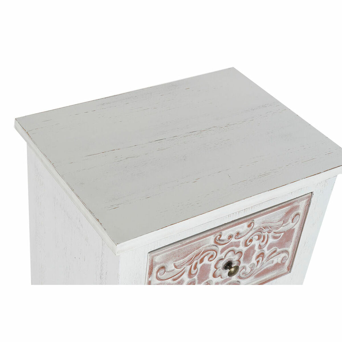 Nachttisch DKD Home Decor – Weiß mit floralen Details, 2 Schubladen