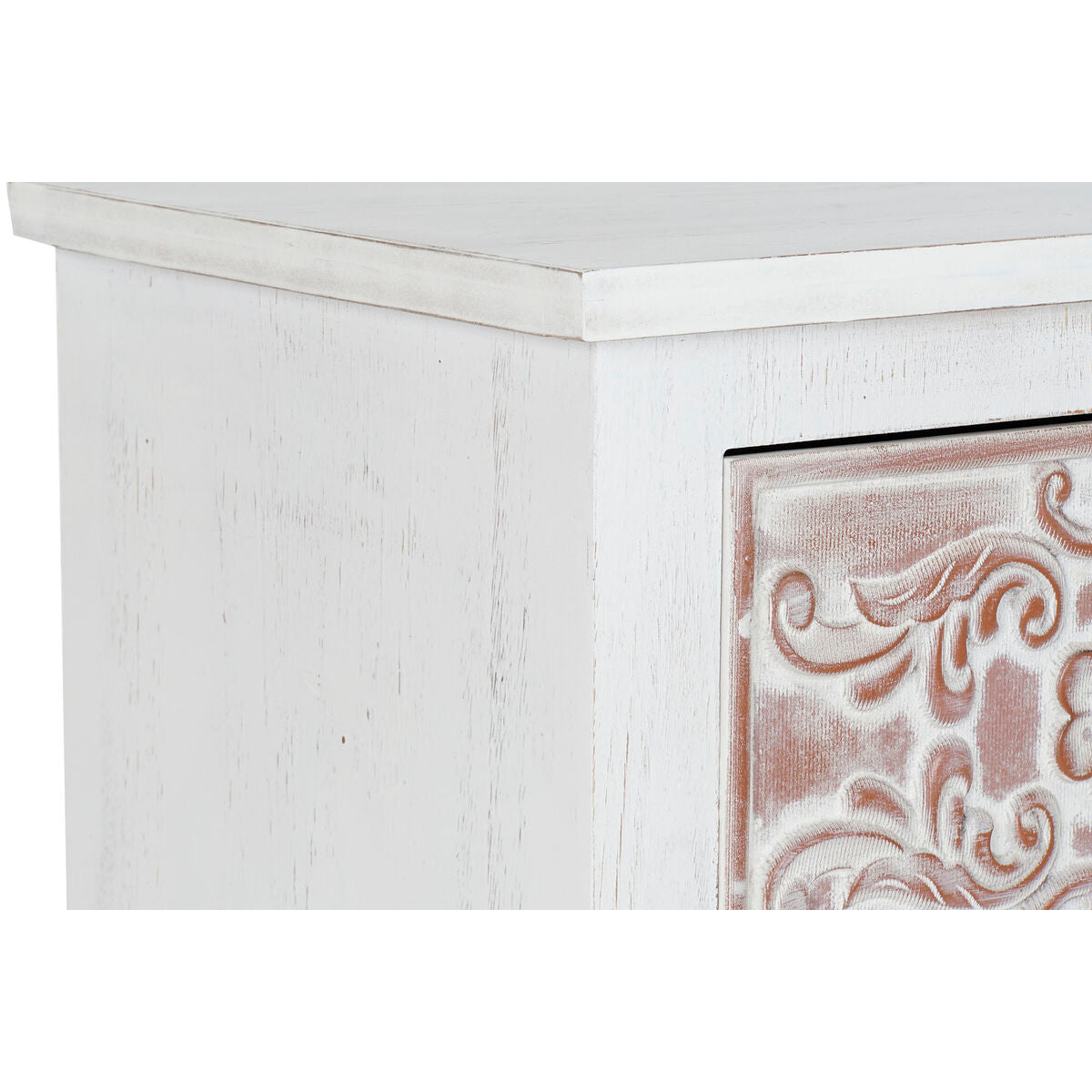 Nachttisch DKD Home Decor – Weiß mit floralen Details, 2 Schubladen