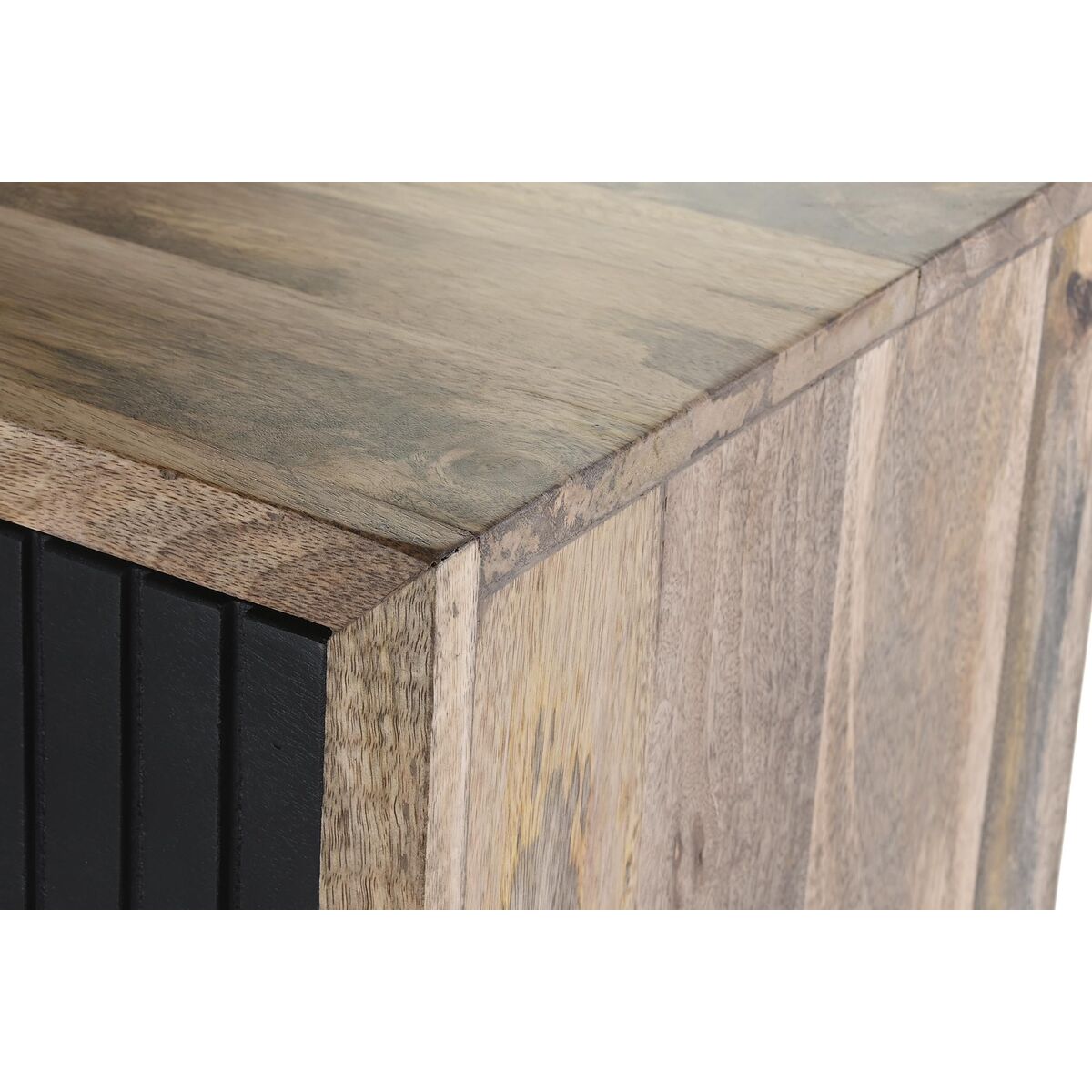 Modernes Sideboard aus Mangoholz & Metall – Schwarz/Natur, 160 cm