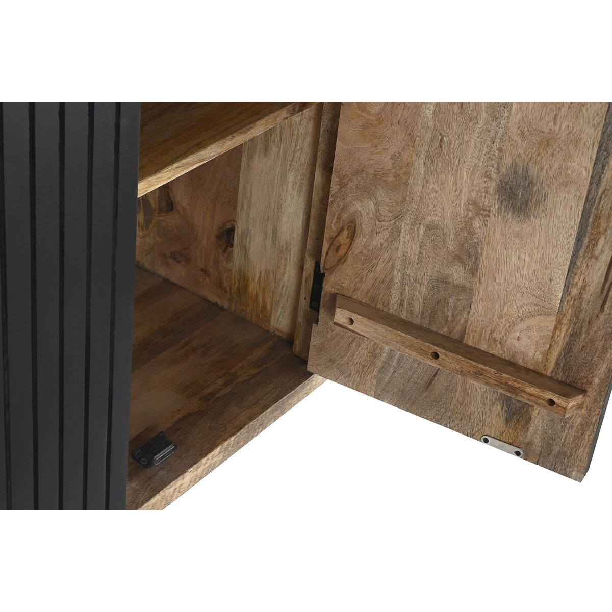 Modernes Sideboard aus Mangoholz & Metall – Schwarz/Natur, 160 cm