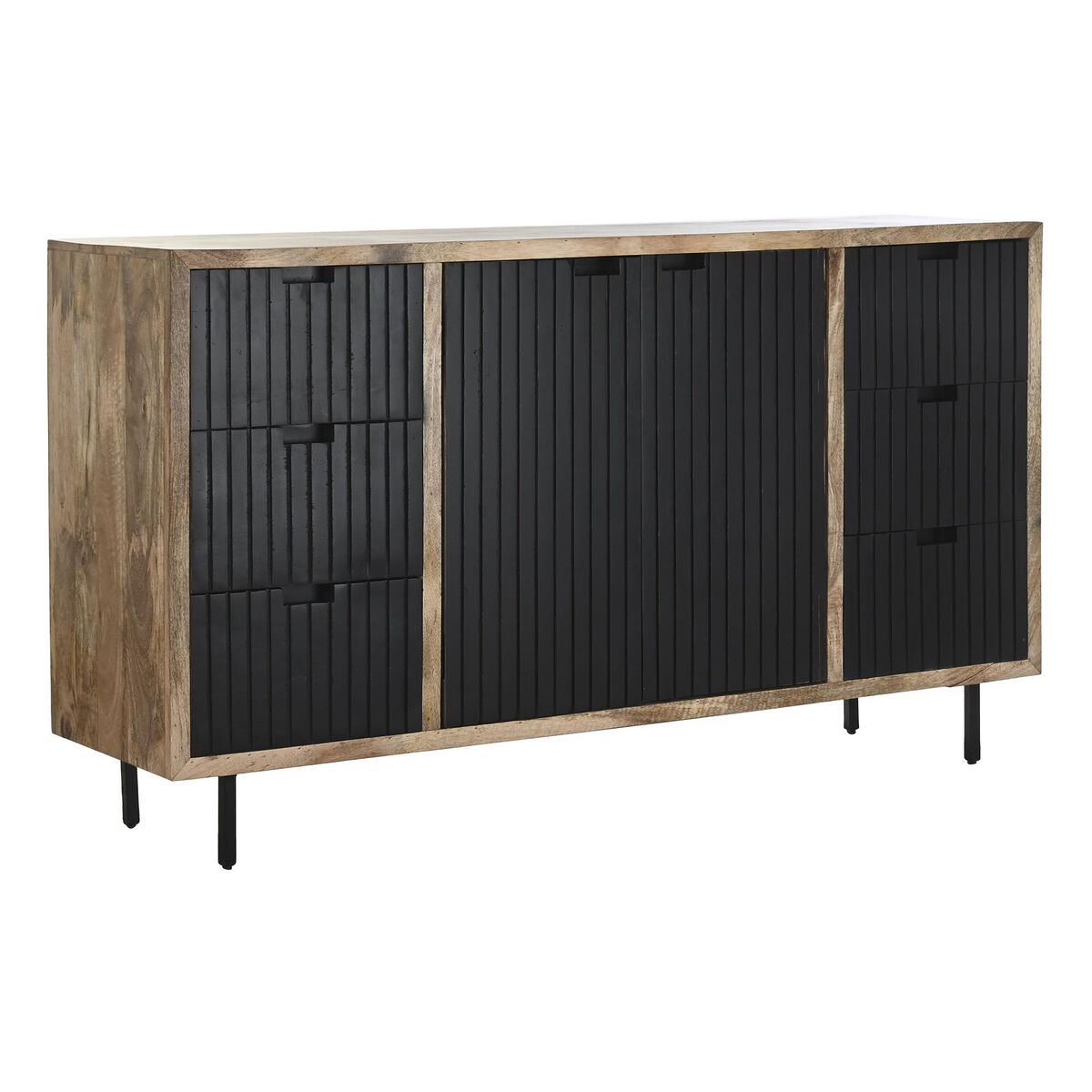 Modernes Sideboard aus Mangoholz & Metall – Schwarz/Natur, 160 cm