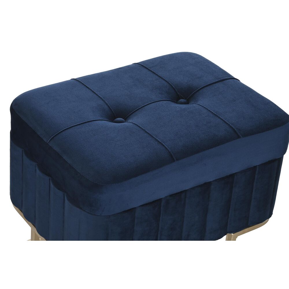 3er-Set Sitzbänke & Hocker „Glamour Blue“ – Samt & Gold, 110 cm