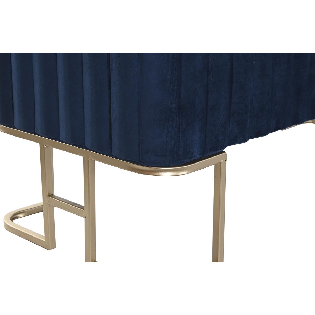 3er-Set Sitzbänke & Hocker „Glamour Blue“ – Samt & Gold, 110 cm