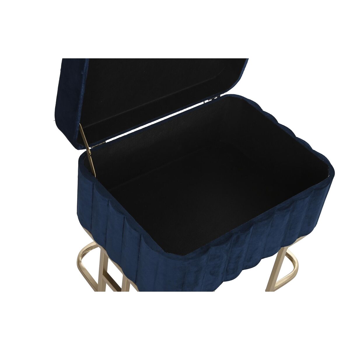 3er-Set Sitzbänke & Hocker „Glamour Blue“ – Samt & Gold, 110 cm