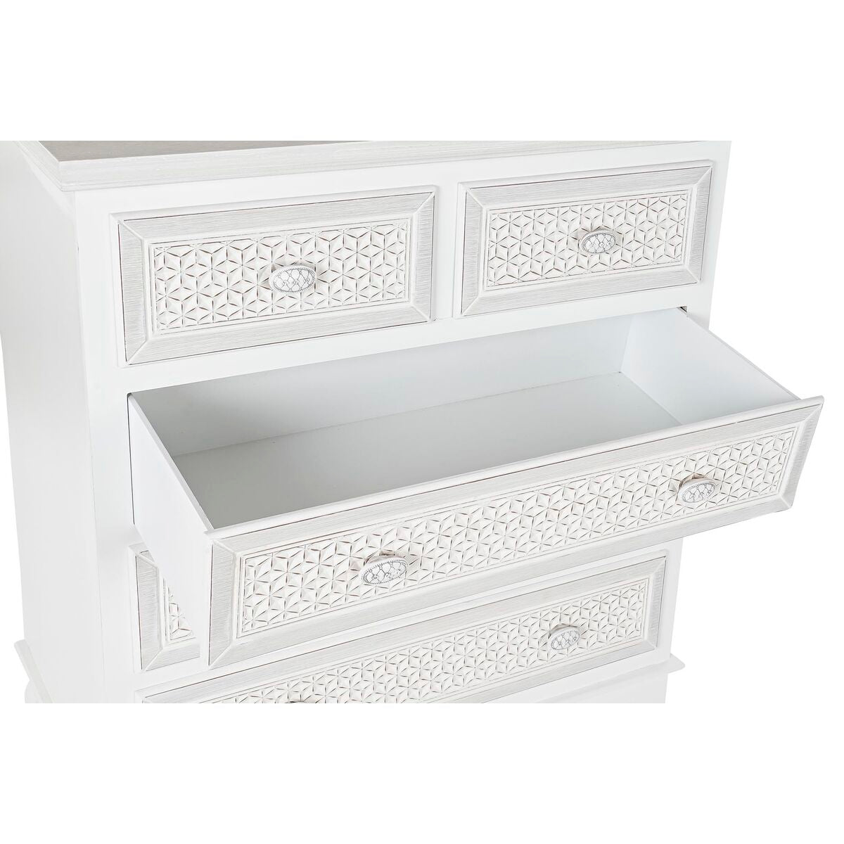 Kommode mit 5 Schubladen – Weiß/Beige, 80 cm