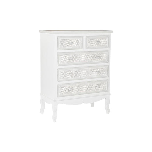 Kommode mit 5 Schubladen – Weiß/Beige, 80 cm