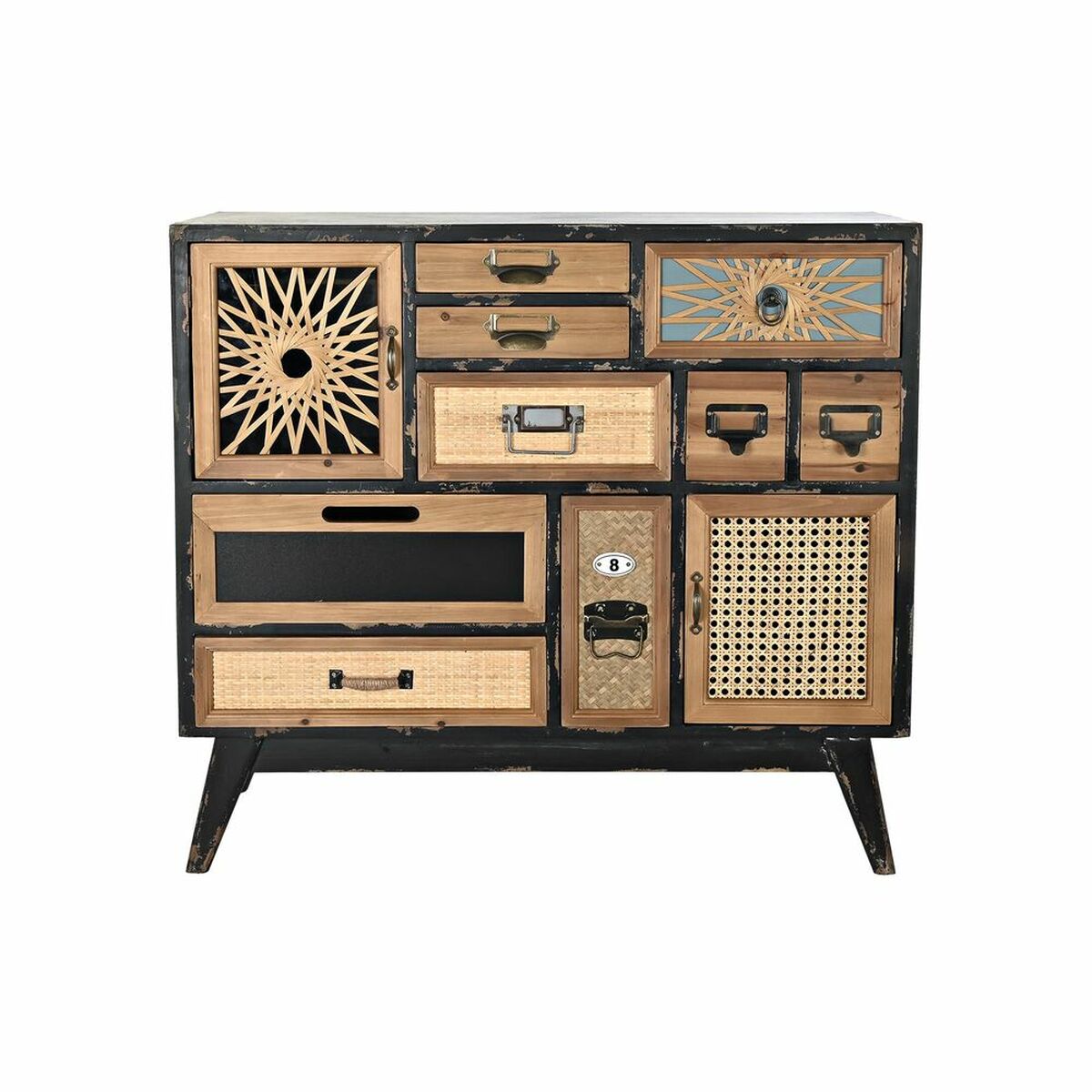 Vintage-Kommode „Mix & Match“  9 Schubladen, 2 Türen, Tanne/MDF