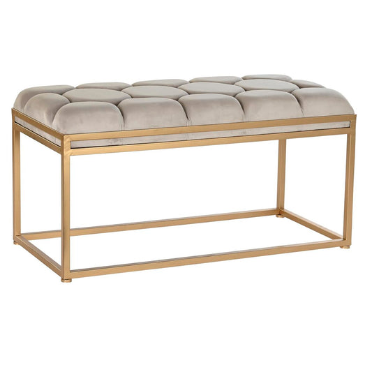 Polsterbank in Beige – 100 cm, Metallgestell Gold