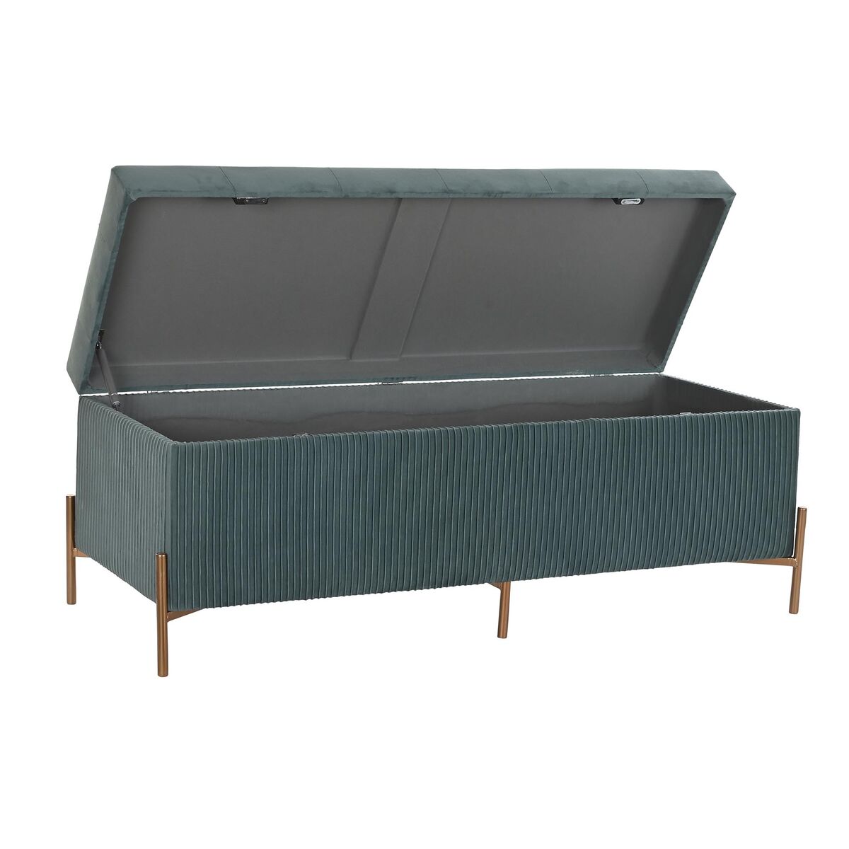 Glamouröse Sitzbank in Grün – Samt, 115 x 40 x 45 cm, Metallfüße
