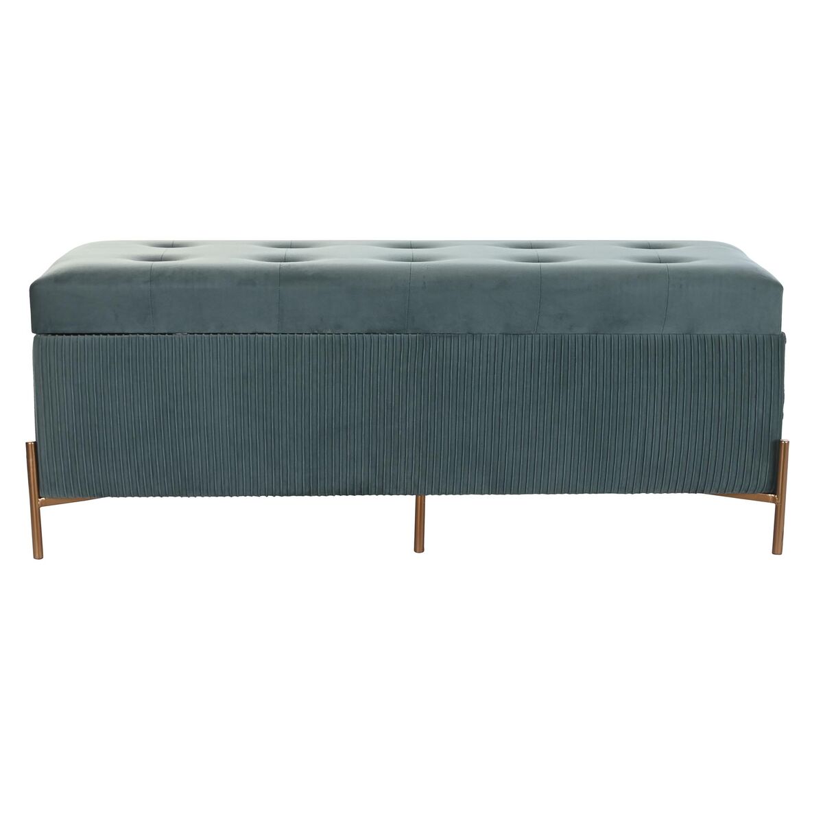 Glamouröse Sitzbank in Grün – Samt, 115 x 40 x 45 cm, Metallfüße