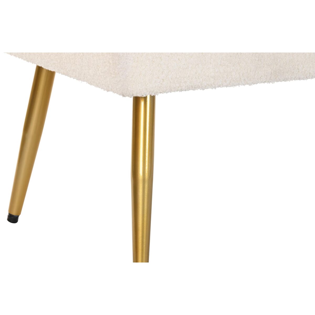Design-Sitzbank „White Wool“ – Weißer Bouclé-Stoff & Metallfüße