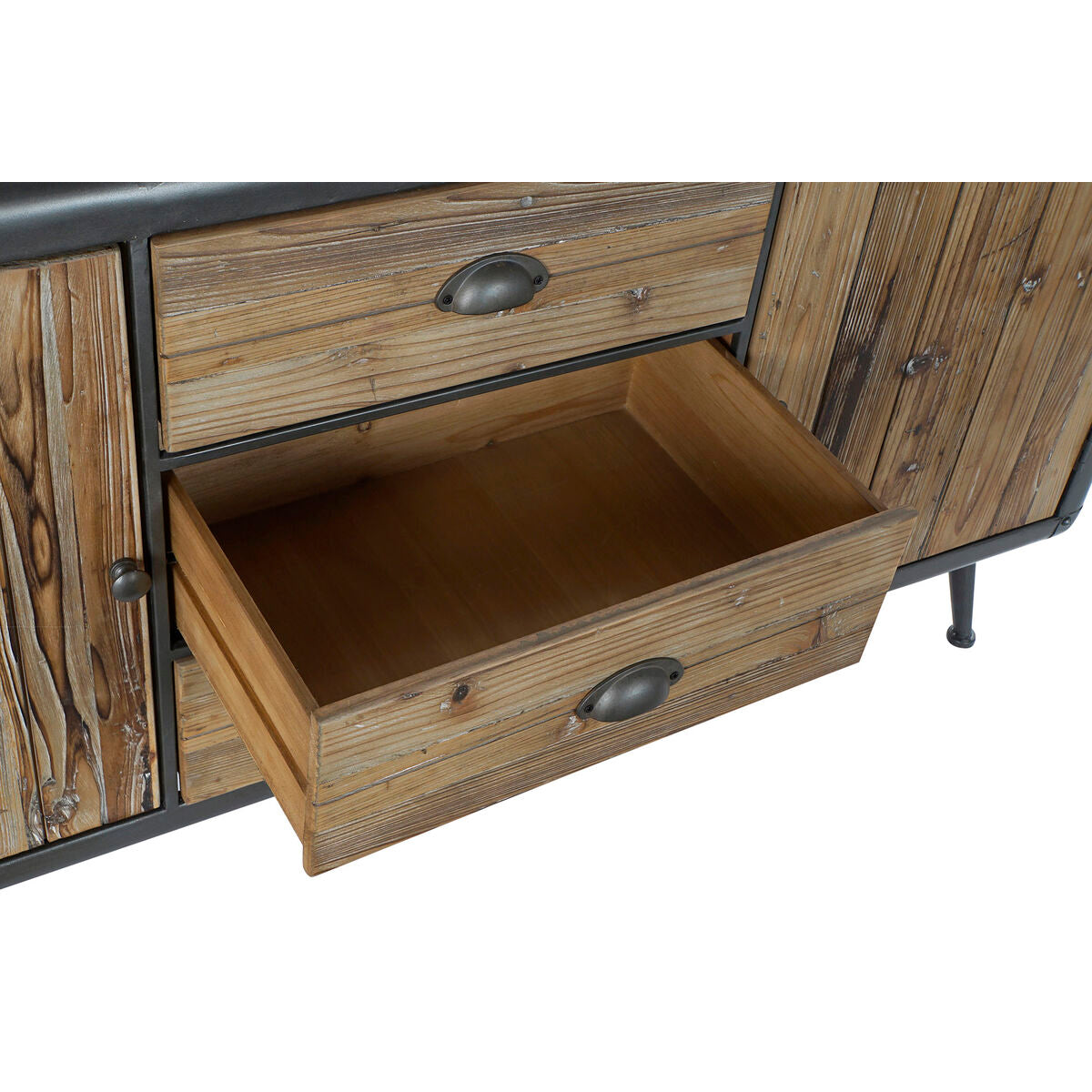 Industrial Sideboard aus Metall & Tannenholz – 2 Türen, 3 Schubladen