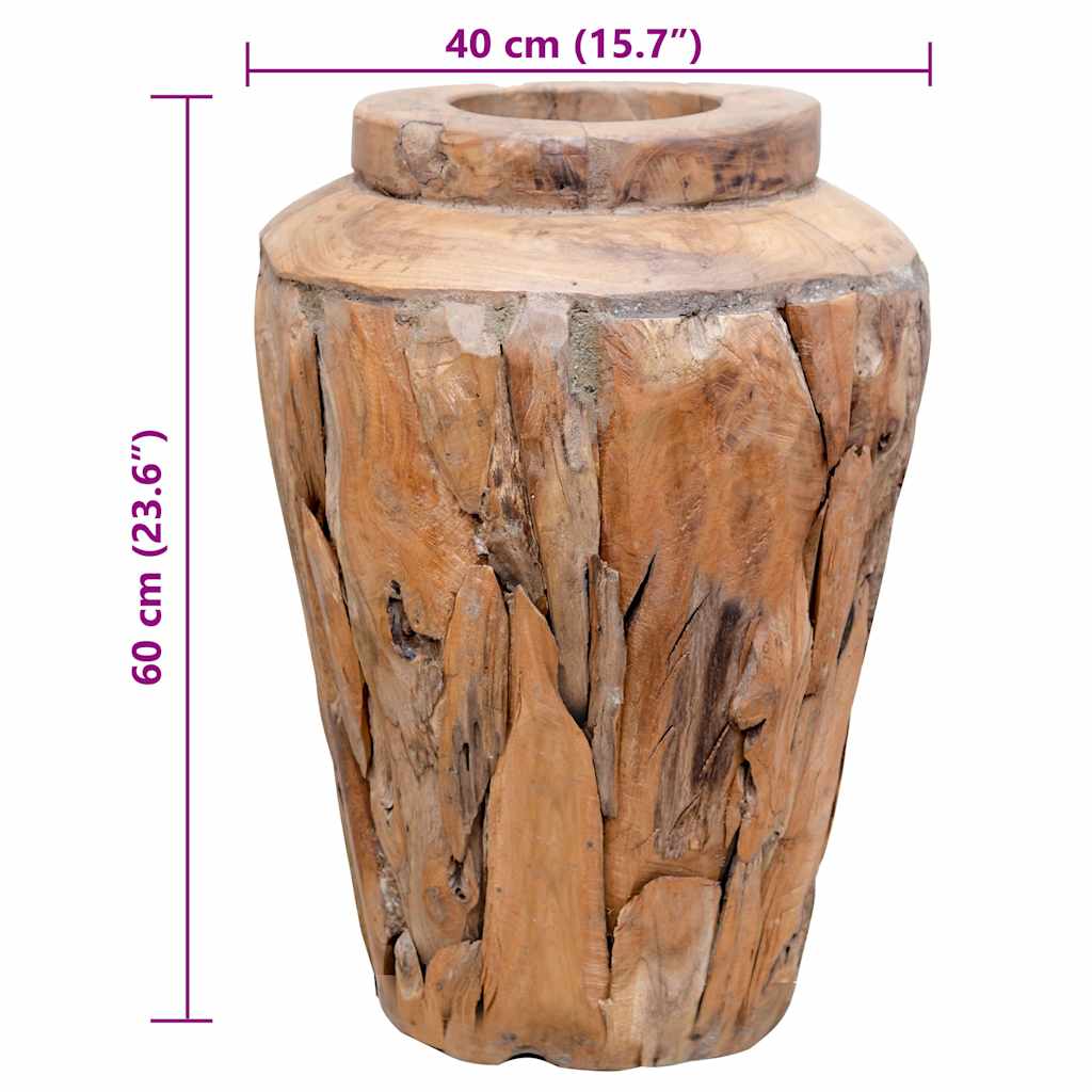 Deko-Vase Massivholz Teak