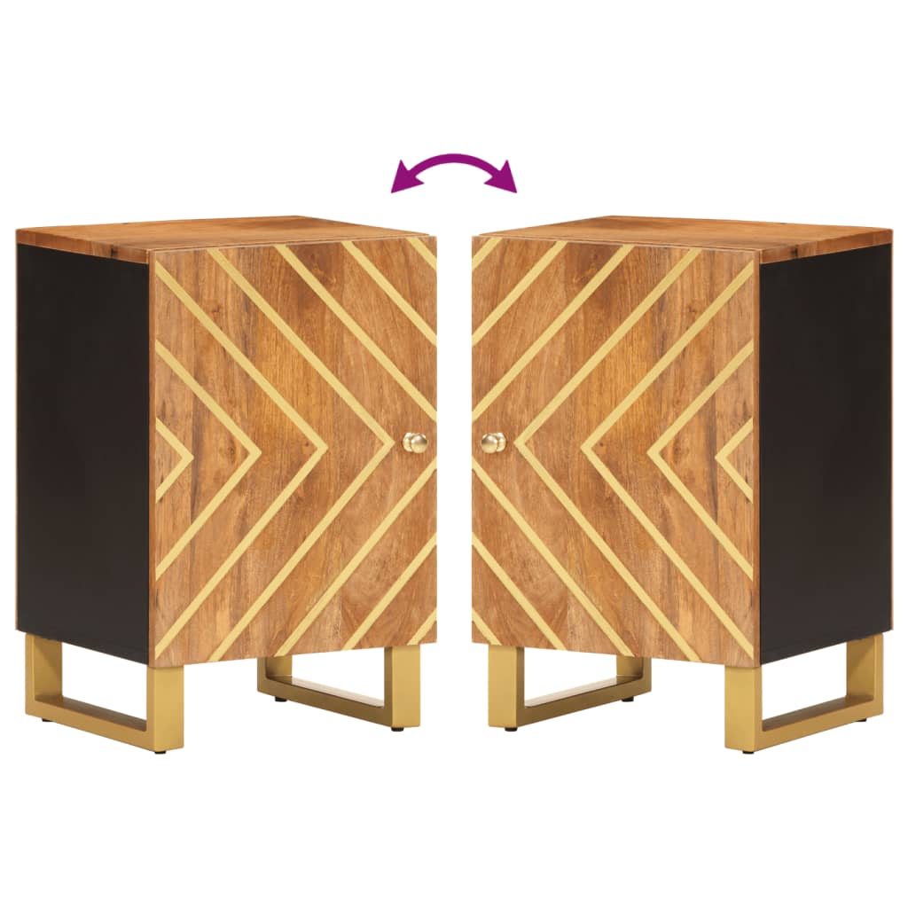 Badschrank Braun Und Schwarz 38X33,5X58 Cm Massivholz Mango